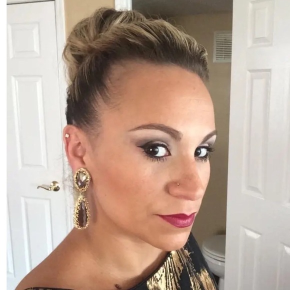Alexis Bittar Pyrite Crystal Swarovski Pave Earrings Gold Mixed Metal Sparkle - Picture 2 of 9